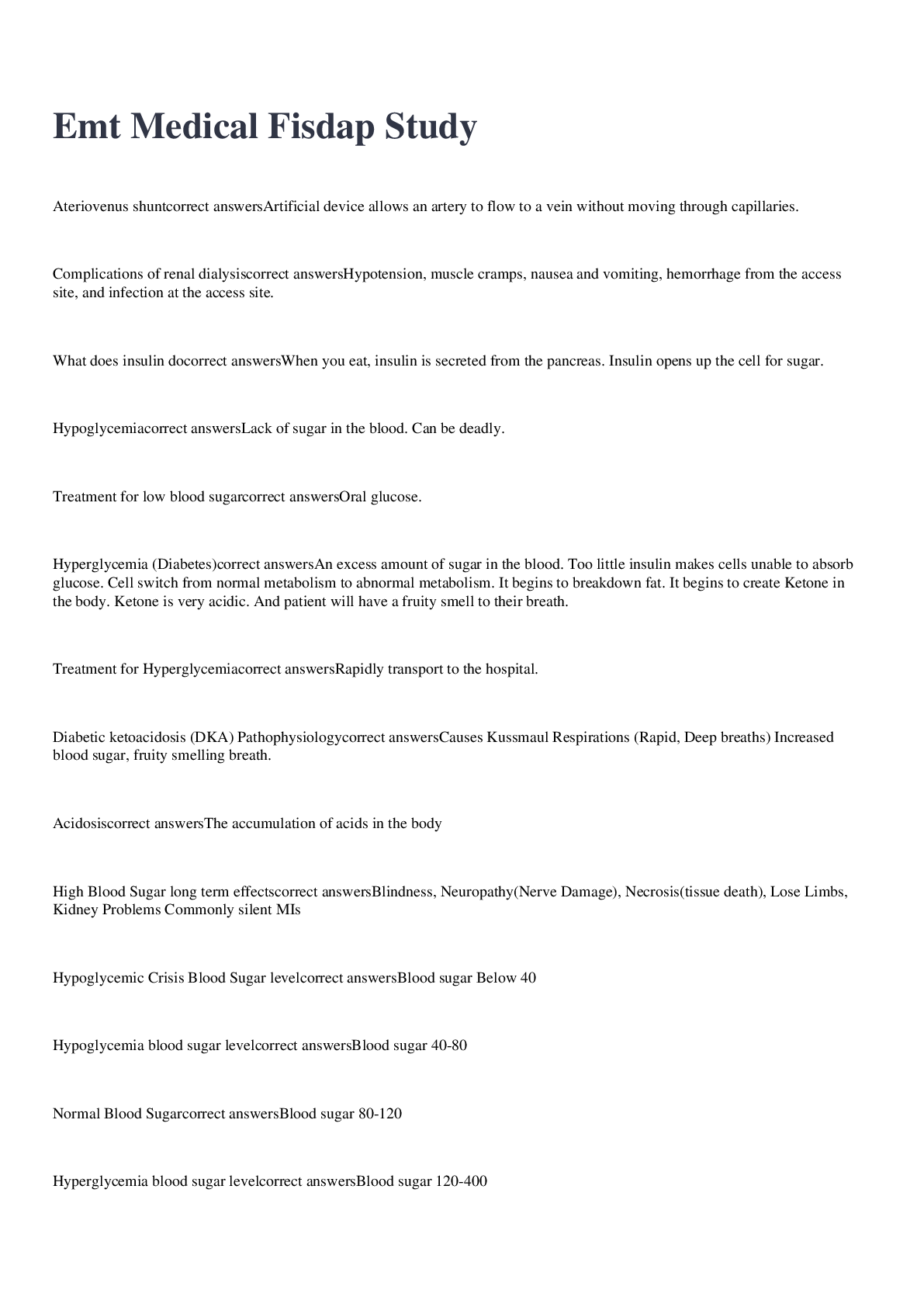 Preview image for Emt   Medical   Fisdap exam 2022/2023 with 100% correct answers